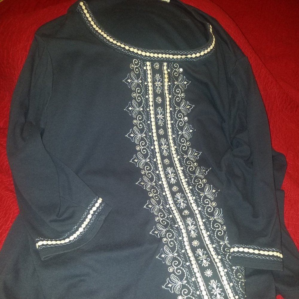 Plus Size Dark Blue/Navy Tunic Long Sleeves